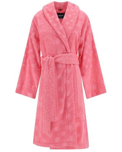 Versace Long-sleeved Belted Bathrobe - Pink