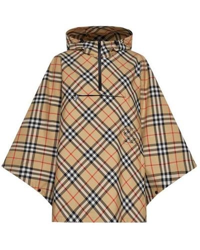 Burberry Ekd Motif Checked Hooded Jacket - Natural