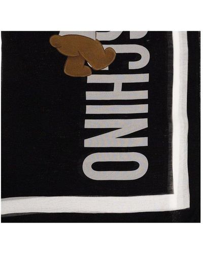 Moschino Logo Printed Rectangular-shaped Scarf - Black