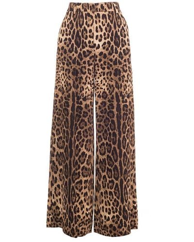 Dolce & Gabbana Leopard-printed High Waist Trousers - Natural