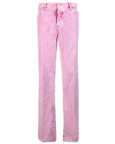 DSquared² Tie-dyed Printed Stretched Straight Pants - Pink