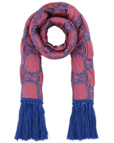 Gucci Two-tone Monogrammed Scarf - Blue