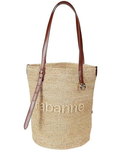 Rabanne Logo-embroidered Top Handle Bag - Natural