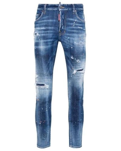 DSquared² Destroyed Effect Slim Jeans - Blue