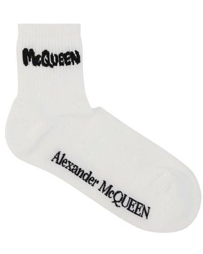Alexander McQueen Graffiti Sports Socks - White