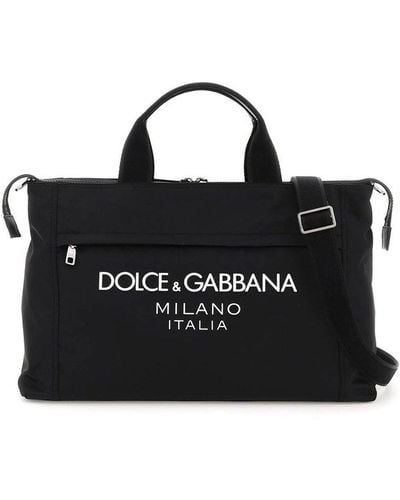 DOLCE & GABBANA Sicily Leather Travel Bag Black