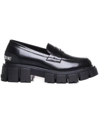 Love Moschino Logo Embossed Chunky Loafers - Black