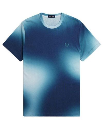 Fred Perry Tie-dyed Crewneck T-shirt - Blue