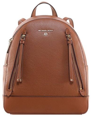 Michael Kors Brooklyn Medium Pebbled Leather Backpack - Brown