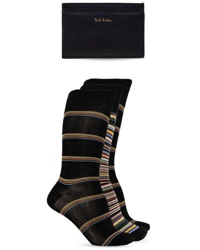 Paul Smith Set: Card Case And Three-Pack Of Socks - Black