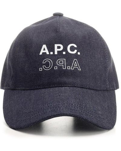 A.P.C. Denim Baseball Cap - Blue