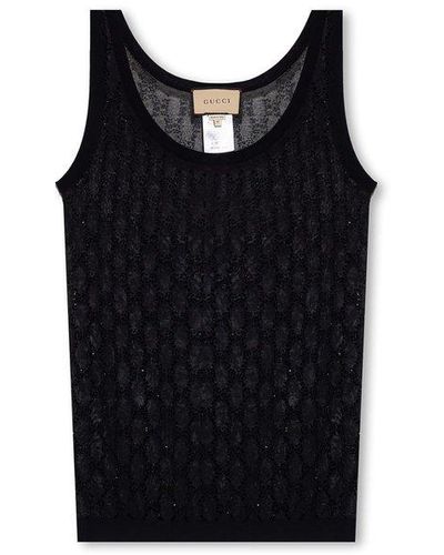 Gucci Top With Glossy Appliqués - Black