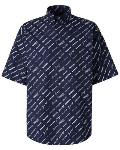 Balenciaga Logo Print Shirt - Blue