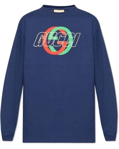Gucci Cotton Jersey Long-sleeved T-shirt - Blue