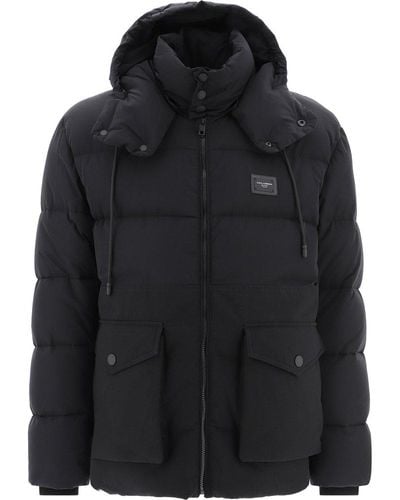 Dolce & Gabbana Hooded Quilted Coat - Black