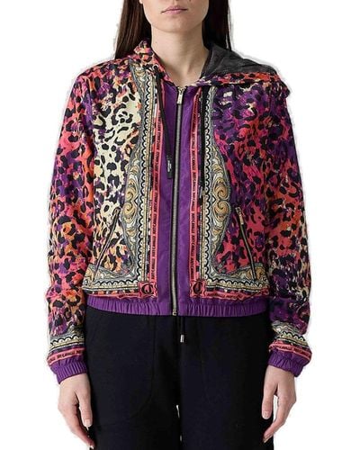 Just Cavalli Leopard Print Zip-up Jacket - Red