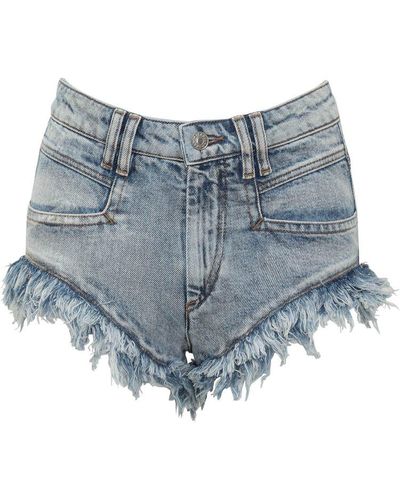 Isabel Marant Frayed Denim Shorts - Blue