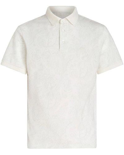 Etro Paisley-print Jersey Polo Shirt - White
