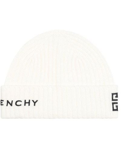 Givenchy Logo Embroidered Knit Beanie - White