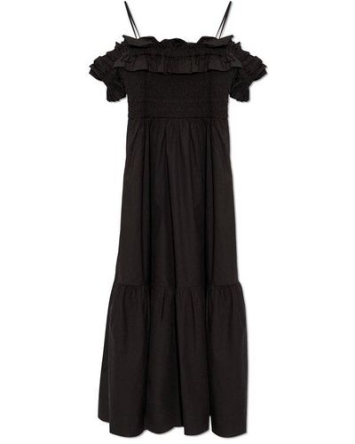 Ganni Strappy Dress, - Black