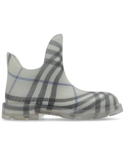 Burberry Marsh Checked Wellington Ankle Boots - Grey