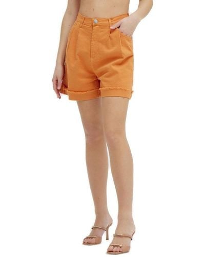 FEDERICA TOSI Turn-up Hem Denim Shorts - Orange