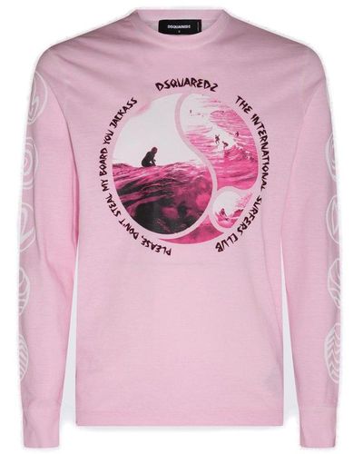 DSquared² Graphic Printed Crewneck Sweatshirt - Pink