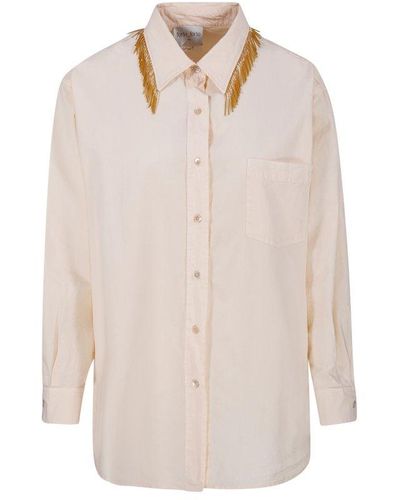 Forte Forte Jewel Fringed Long-sleeved Shirt - White