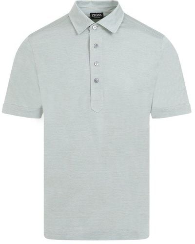 Zegna Short-sleeved Straight-hem Polo Shirt - Blue