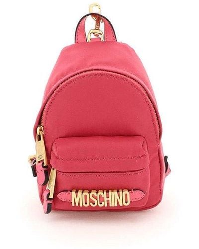 Moschino Logo Plaque Zip-up Mini Backpack - Pink