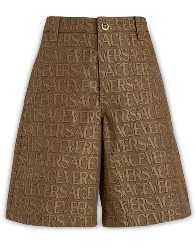 Versace Allover-jacquard High-waist Bermuda Shorts - Brown