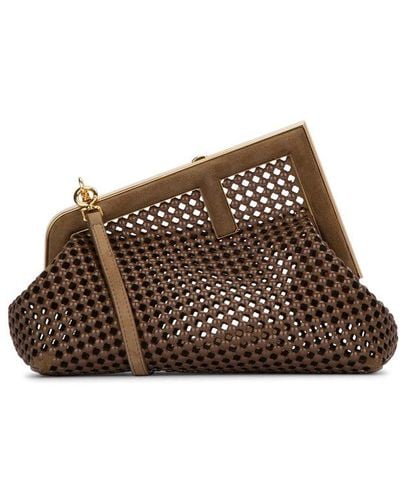 Fendi First Cut-out Small Clutch Bag - Brown