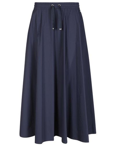 Herno Elastic Waist Drawstring Midi Skirt - Blue