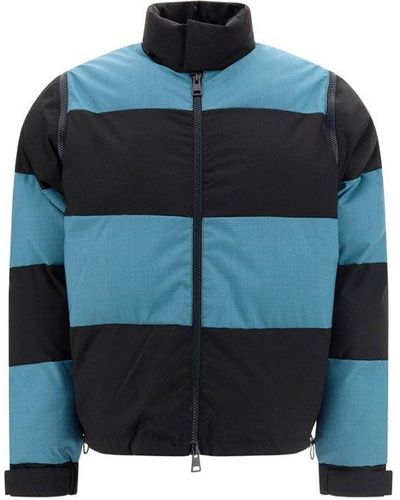 Sunnei Striped Zipped Down Jacket - Blue