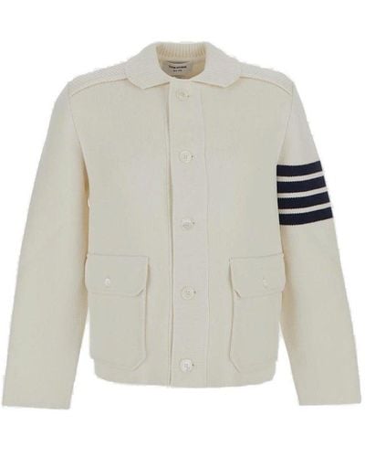 Thom Browne 4-bar Polo Collared Jacket - White