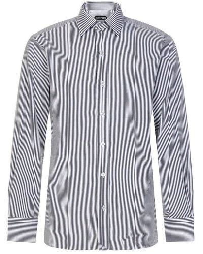 Tom Ford Striped Buttoned Shirt - Blue