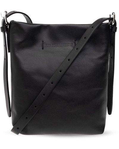 Ann Demeulemeester Shoulder Bag With Logo - Black