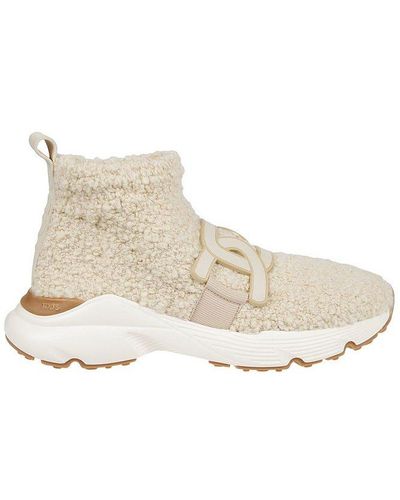 Tod's Shearling Logo-plaque Slip-on Sneakers - Natural