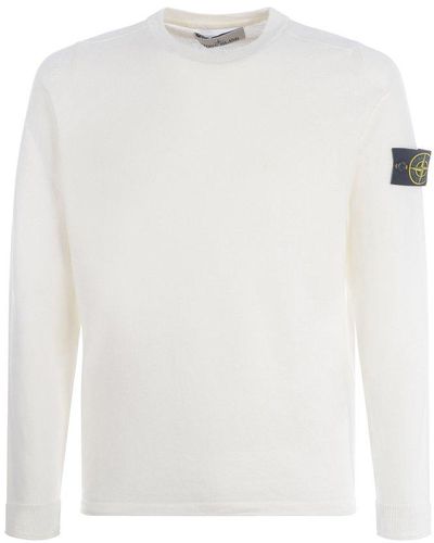 Stone Island Logo-patch Crewneck Sweatshirt - White
