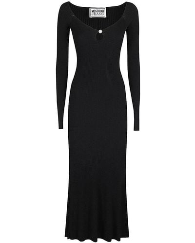 Moschino Jeans Long-sleeved Ribbed Dress - Black