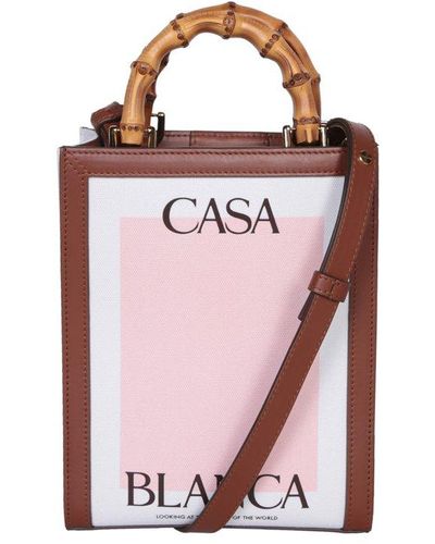 Casablanca Logo Printed Mini Casa Tote Bag - Pink