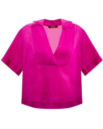 Max Mara Studio V-neck Short-sleeved Top - Pink