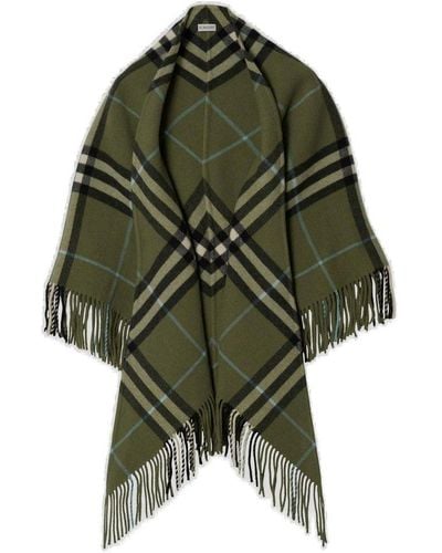 Burberry Check Wool Cape - Green