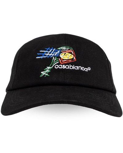 Casablanca Logo Embroidered Baseball Cap - Black