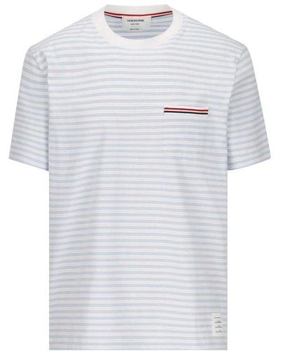 Thom Browne Stripe-printed Crewneck T-shirt - White