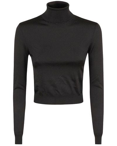 Ralph Lauren Collection Roll-neck Cropped Knitted Jumper - Black