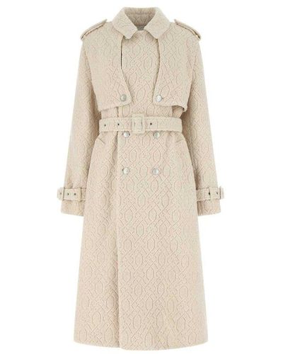 Koche Button-up Belted Knit Coat - Natural