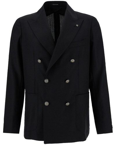 Tagliatore 'Montecarlo' Double-Breasted Jacket With-Colored Buttons - Black