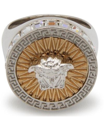 Versace Medusa Embellished Ring - Metallic