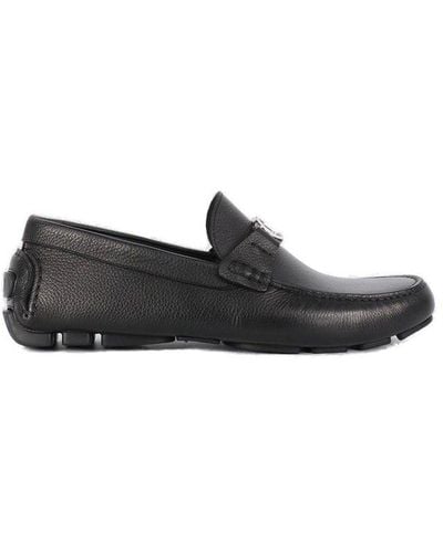 Dior Odeon Loafers In Grained Leather - Black